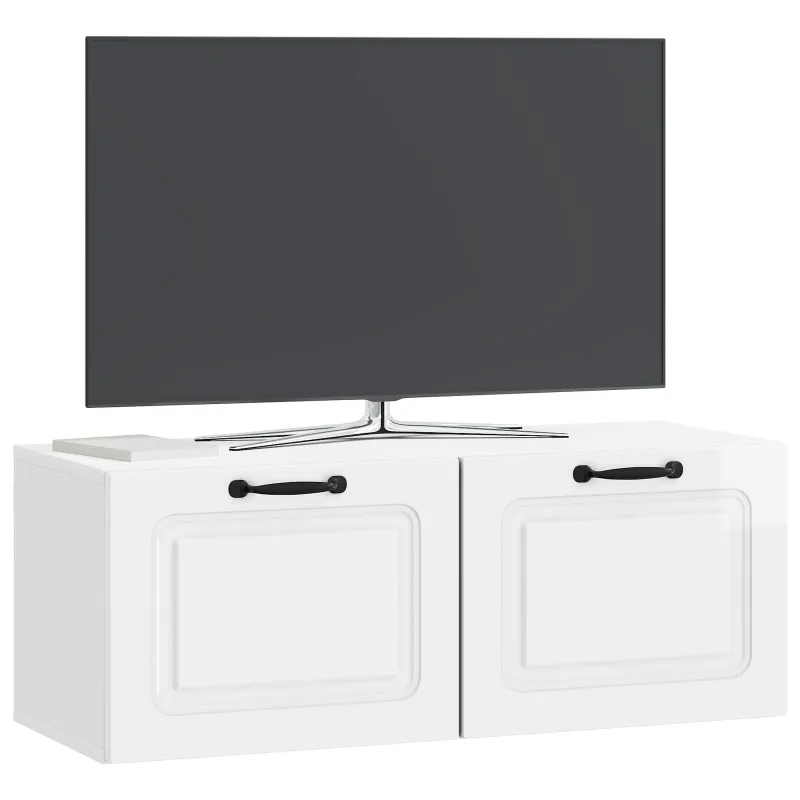 Sieninė TV spintelė Itin blizgi balta 78,5 x 31 x 30 cm