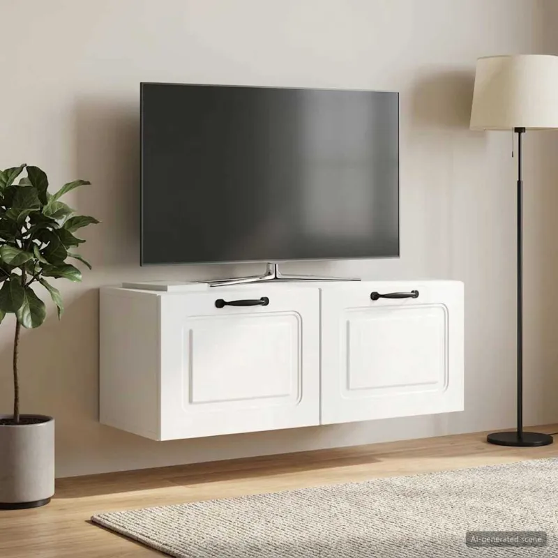 Sieninė TV spintelė Itin blizgi balta 78,5 x 31 x 30 cm