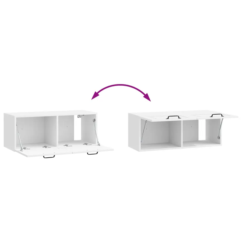 Sieninė TV spintelė Itin blizgi balta 78,5 x 31 x 30 cm