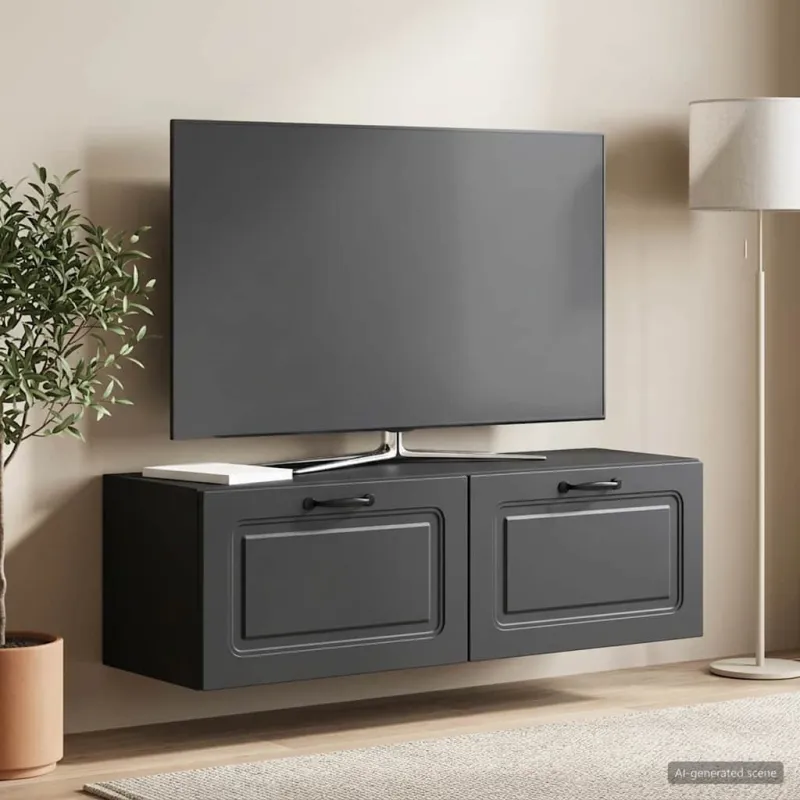 Sieninė TV spintelė Juoda 98 x 31 x 30 cm Apdirbta mediena
