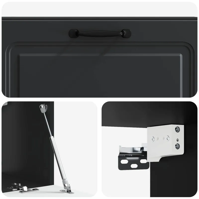 Sieninė TV spintelė Juoda 98 x 31 x 30 cm Apdirbta mediena
