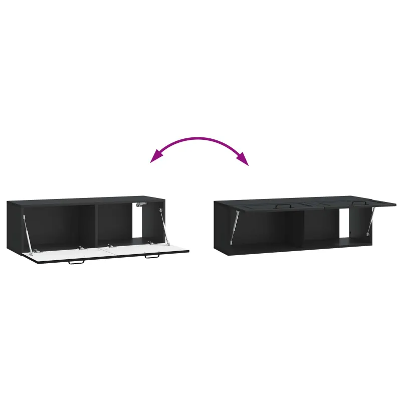Sieninė TV spintelė Juoda 98 x 31 x 30 cm Apdirbta mediena