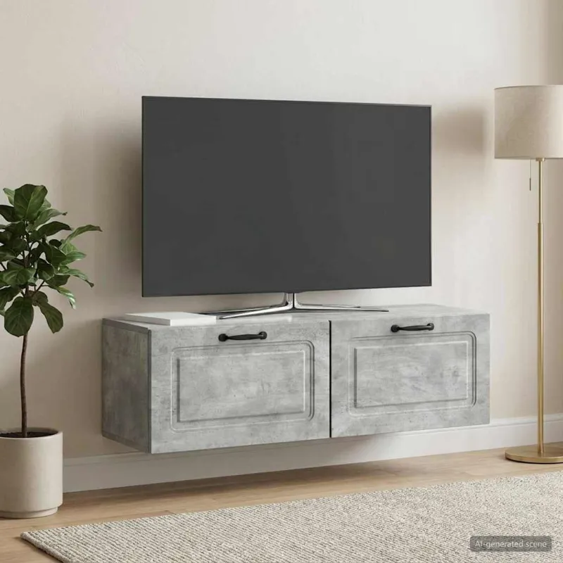 Sieninė TV spintelė Betono pilka 98 x 31 x 30 cm