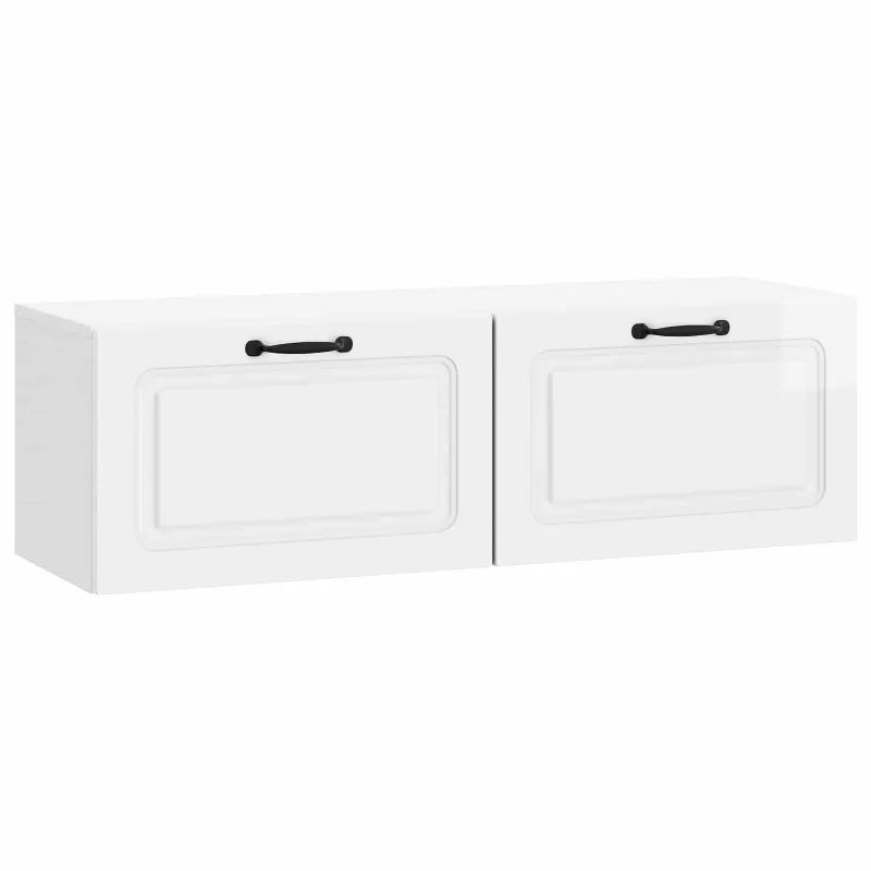 Sieninė TV spintelė Itin blizgi balta 98 x 31 x 30 cm