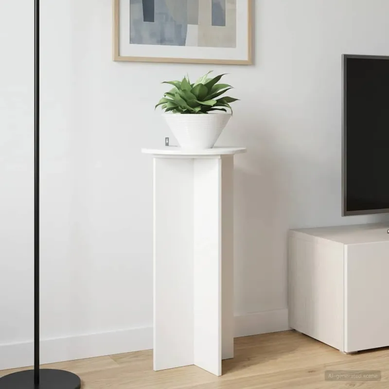 Augalų stovas 2 pcs Itin blizgi balta 40 x 40 x 80 cm