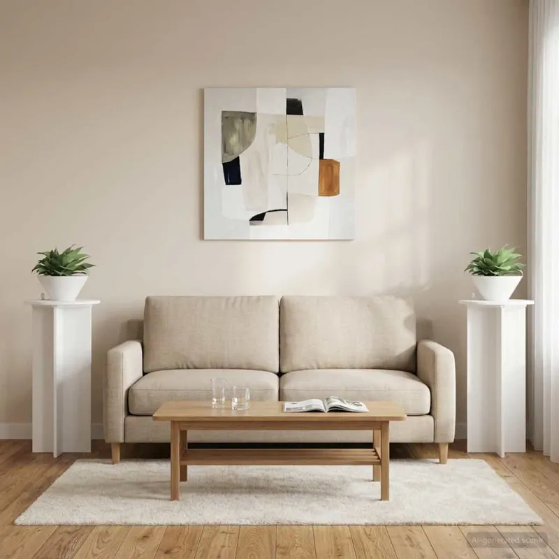 Augalų stovas 2 pcs Itin blizgi balta 40 x 40 x 80 cm