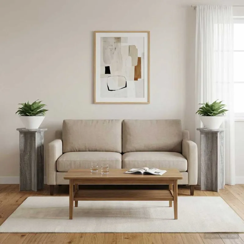 Augalų stovas 2 pcs Pilka sonoma ąžuolo 29,5 x 29,5 x 60 cm