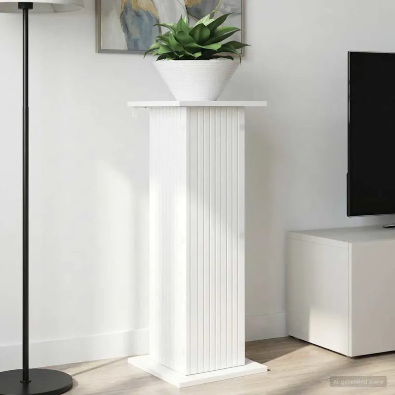 Augalų stovas 2 pcs Itin blizgi balta 30,5 x 30 x 80,5 cm