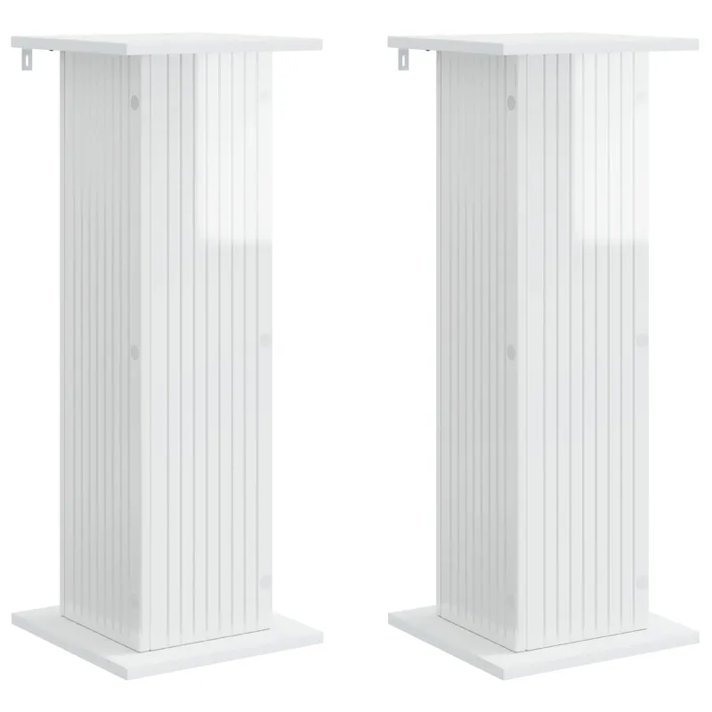 Augalų stovas 2 pcs Itin blizgi balta 30,5 x 30 x 80,5 cm