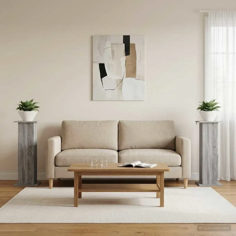 Augalų stovas 2 pcs Pilka sonoma ąžuolo 30,5 x 30 x 80,5 cm