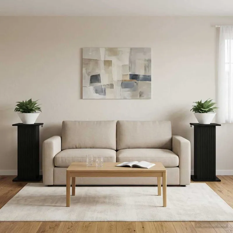 Augalų stovas 2 pcs Juoda 30,5 x 30 x 60,5 cm Apdirbta mediena
