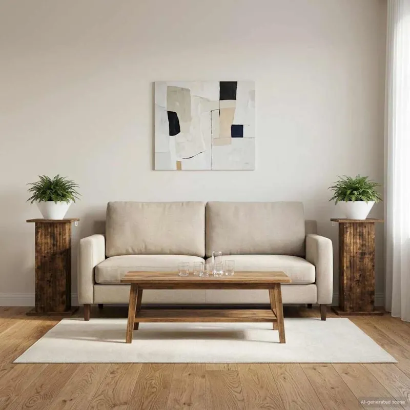 Augalų stovas 2 pcs Dūminio ąžuolo 30,5 x 30 x 60,5 cm