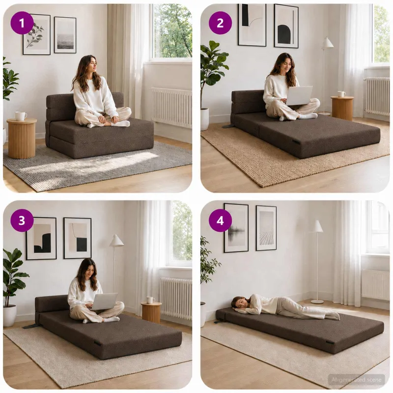 Sulankstomas Sofos Lova Taupe 100 x 80 x 60 cm Audinys