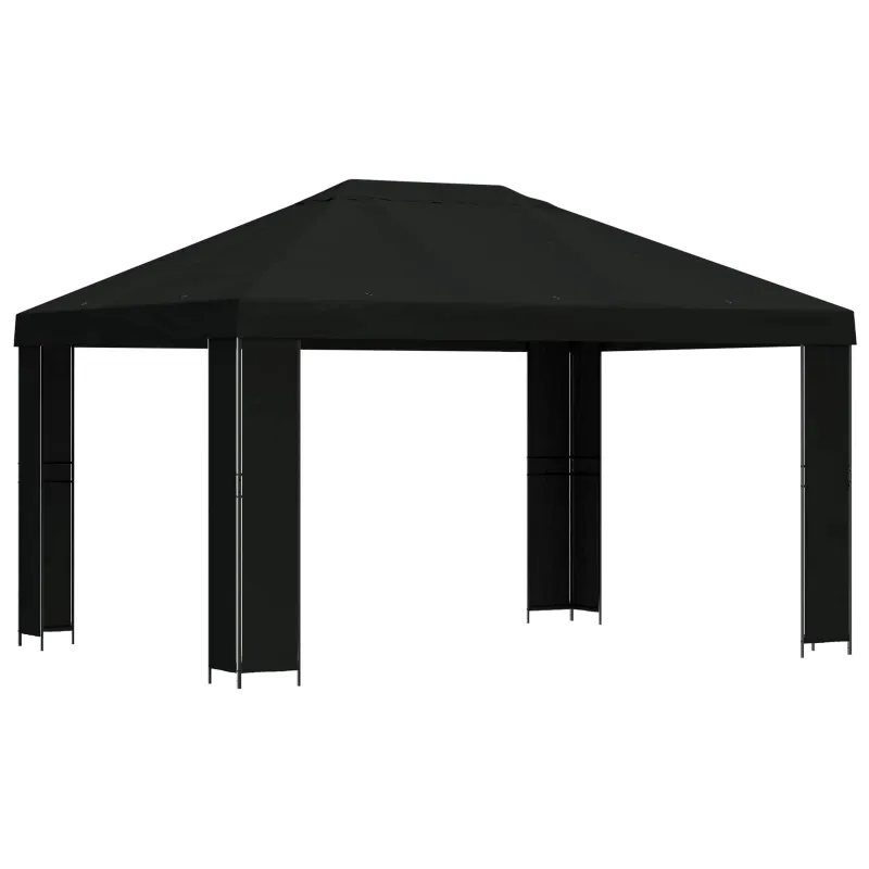 Pavėsinė 4 × 3 m Juoda Poliesteris ir plienas 190 gsm