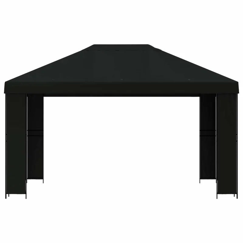 Pavėsinė 4 × 3 m Juoda Poliesteris ir plienas 190 gsm