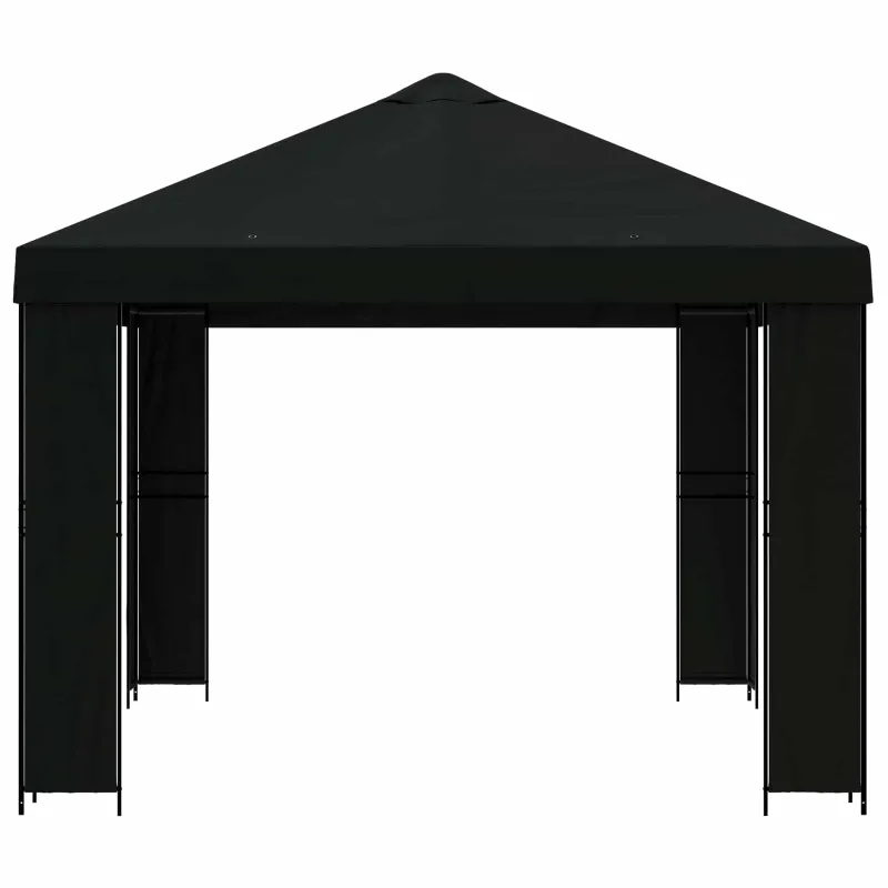 Pavėsinė 4 × 3 m Juoda Poliesteris ir plienas 190 gsm