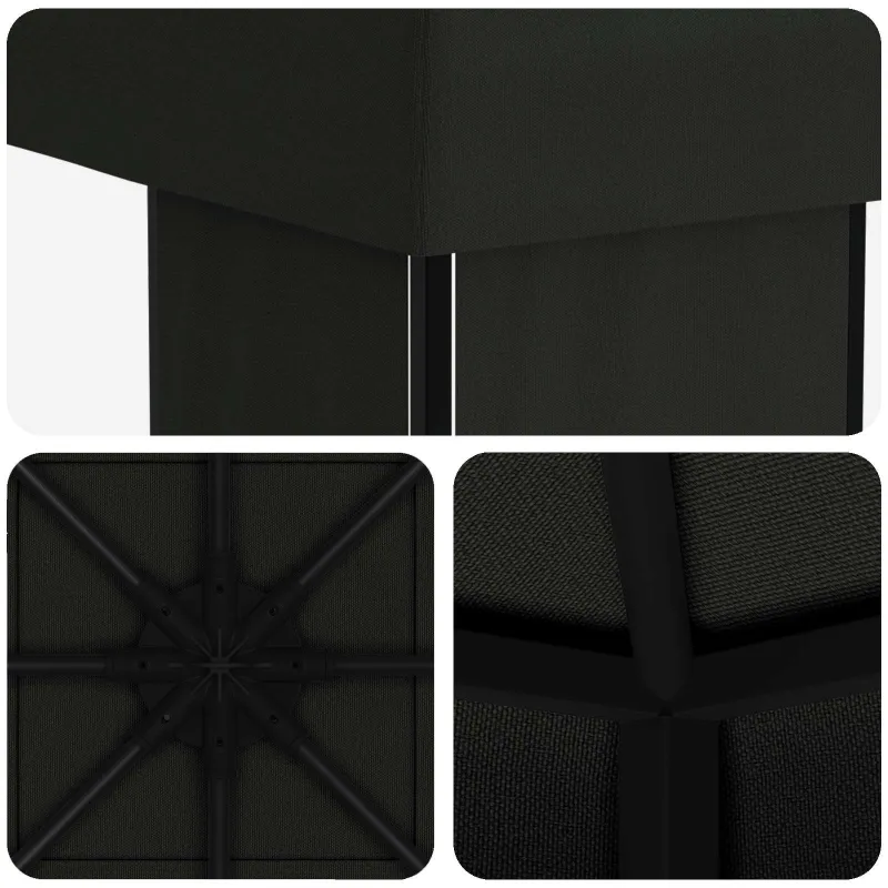 Pavėsinė 4 × 3 m Juoda Poliesteris ir plienas 190 gsm