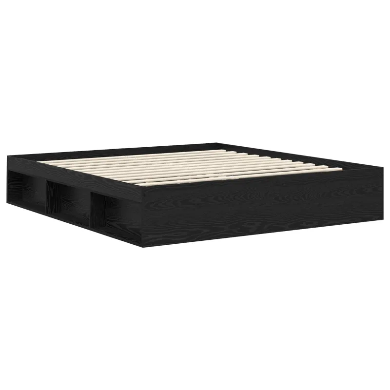 Lovos rėmas Juoda 200 x 200 cm Kietos pušies mediena