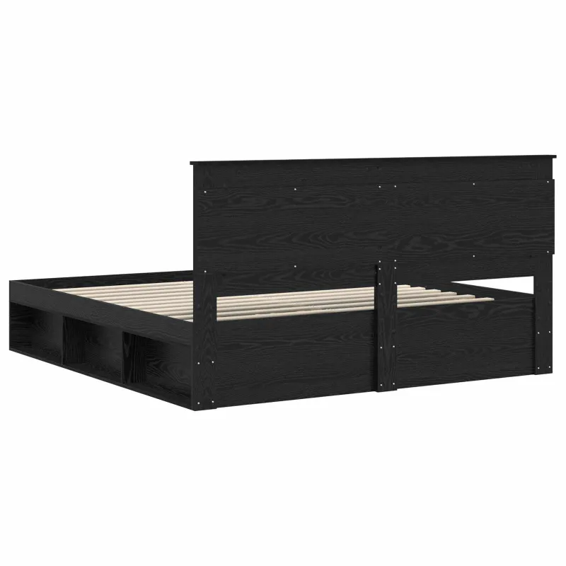 Lovos rėmas Juoda 200 x 200 cm Kietos pušies mediena