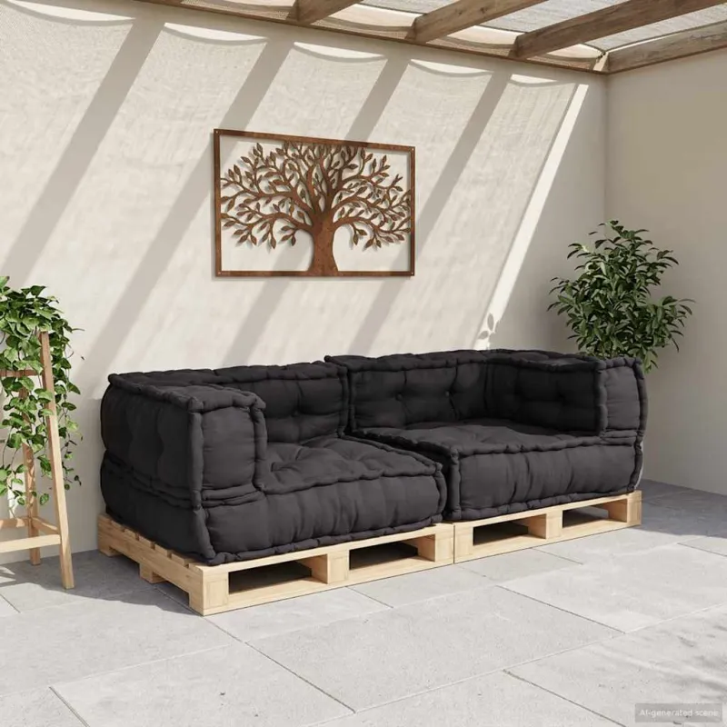 Dvivietė modulinė sofa, antracito spalvos, 140x70x36, audinys