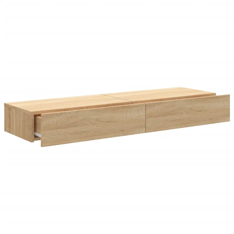 TV spintelės su LED lemputėmis, 2vnt., ąžuolo, 60x35x15,5cm