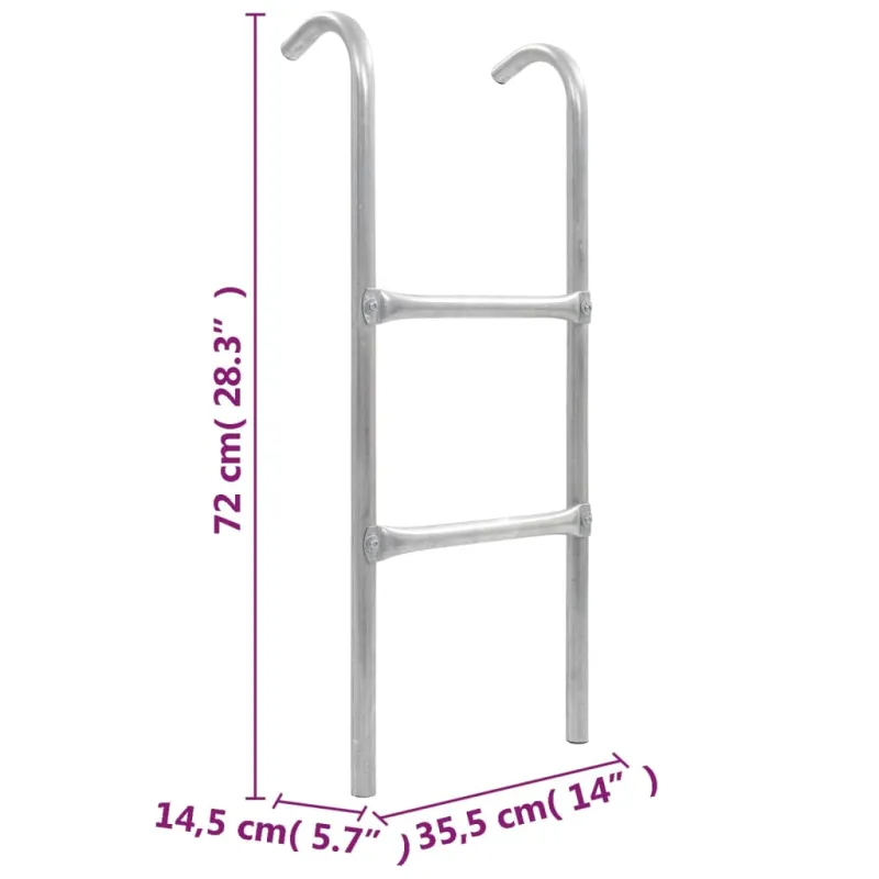 Batuto kopėčios, 2 laipteliai, sidabrinės, 72cm, plienas, (tinka 65 cm aukščiui)