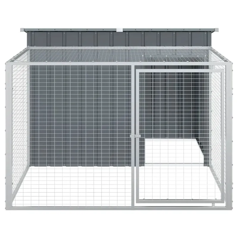 Šuns būda su takeliu, antracito spalvos, 153x194x110cm, cinkuotas plienas