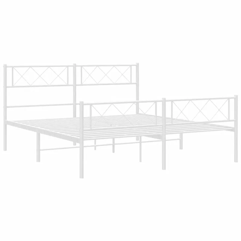 Lovos rėmas su galvūgaliu/kojūgaliu, baltas, 150x200cm, metalas