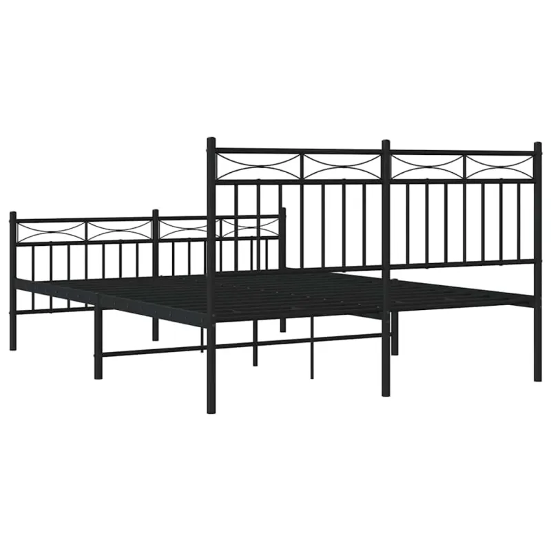 Lovos rėmas su galvūgaliu/kojūgaliu, juodas, 135x190cm, metalas