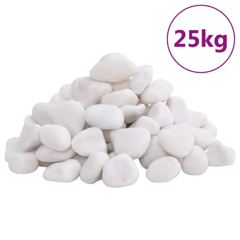 Poliruoti akmenukai, baltos spalvos, 25kg, 2–5cm
