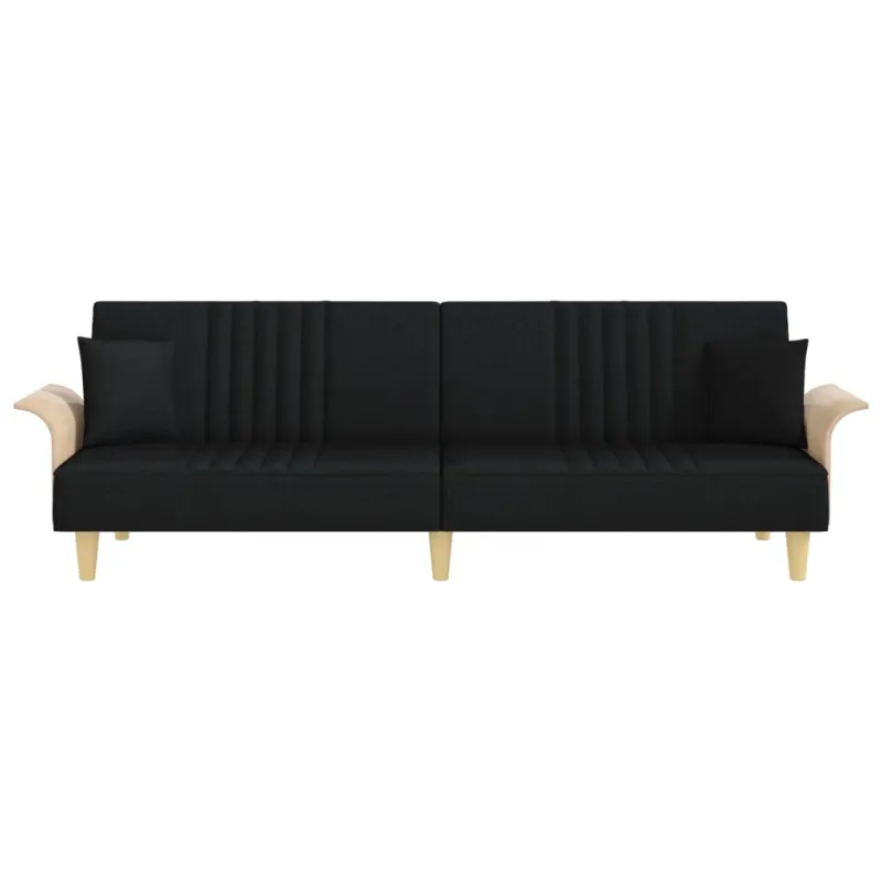 Sofa-lova su porankiais, juodos spalvos, audinys