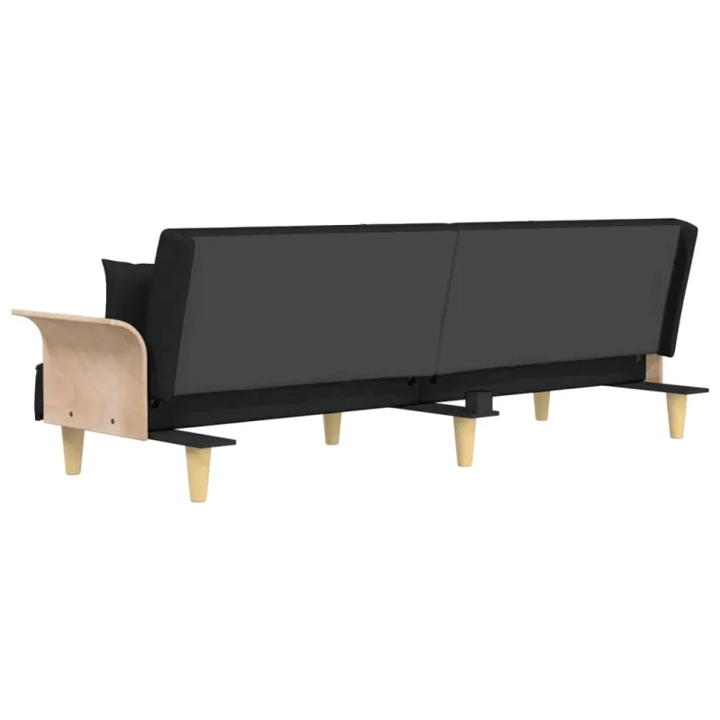 Sofa-lova su porankiais, juodos spalvos, audinys