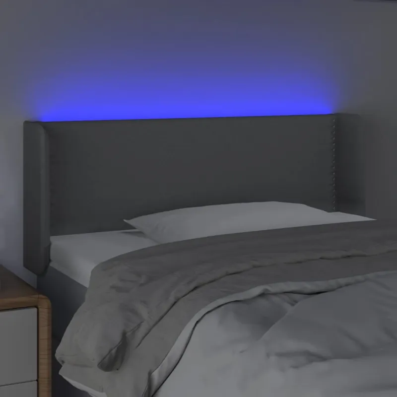 Galvūgalis su LED, šviesiai pilkas, 83x16x78/88cm, audinys