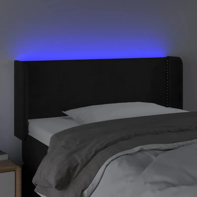 Galvūgalis su LED, juodos spalvos, 93x16x78/88cm, aksomas