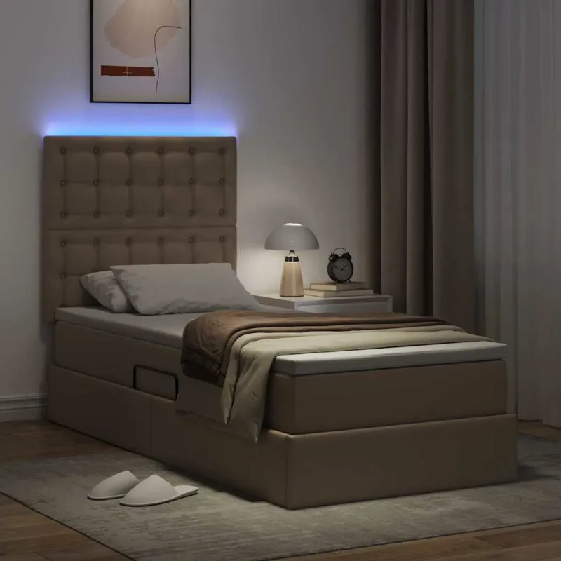 Lova su daiktų laikymo vieta ir LED su LED Kapučino 90 x 200 cm