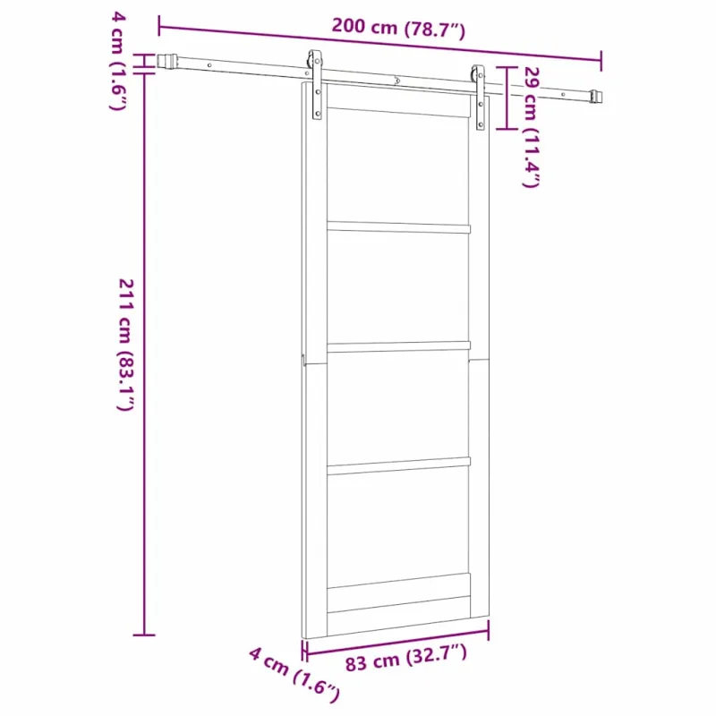Slankios durys ORKDAL Balta ir juoda 83 x 211 cm