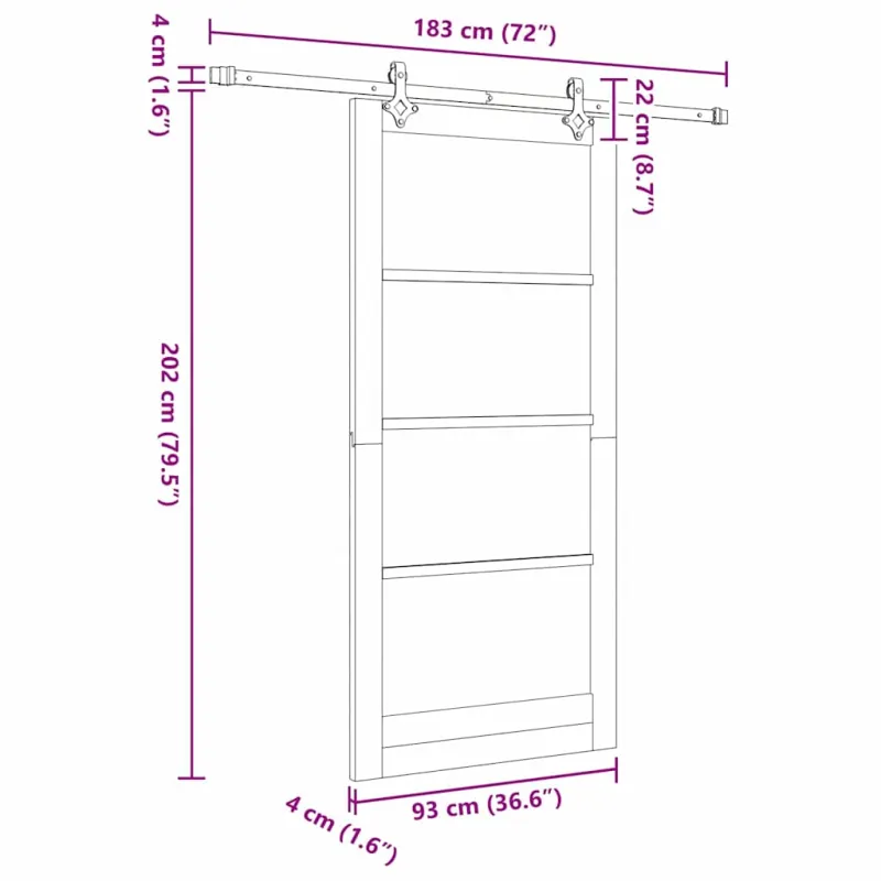 Slankios durys ORKDAL Natūrali ir juoda 93 x 202 cm