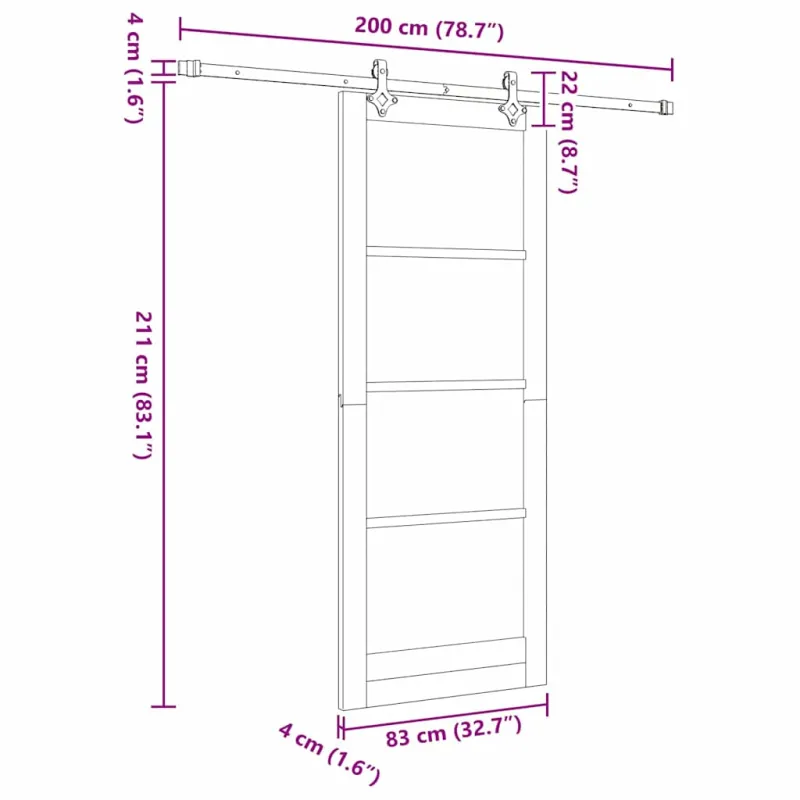 Slankios durys ORKDAL Balta ir juoda 83 x 211 cm