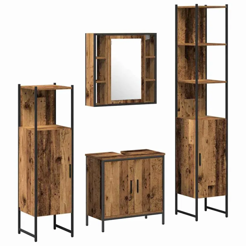 Vonios baldų rinkinys su lentyna 4 pcs Ruda 33 x 33 x 185.5 cm
