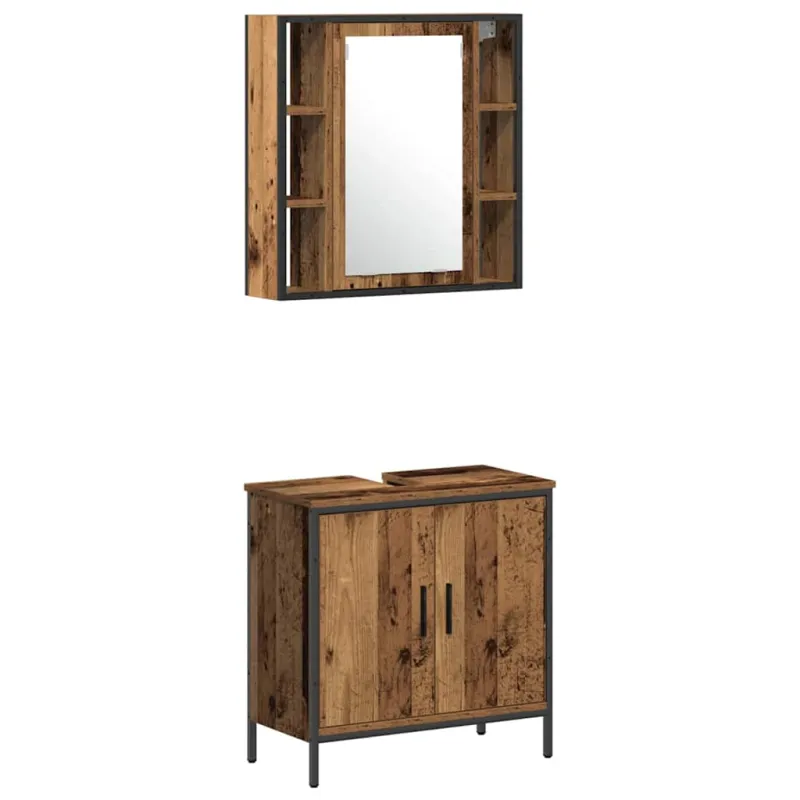 Vonios baldų rinkinys su lentyna 4 pcs Ruda 33 x 33 x 185.5 cm