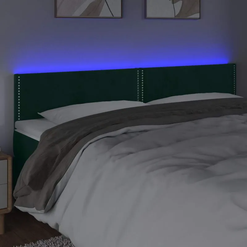 Galvūgalis su LED, tamsiai žalias, 180x5x78/88cm, aksomas