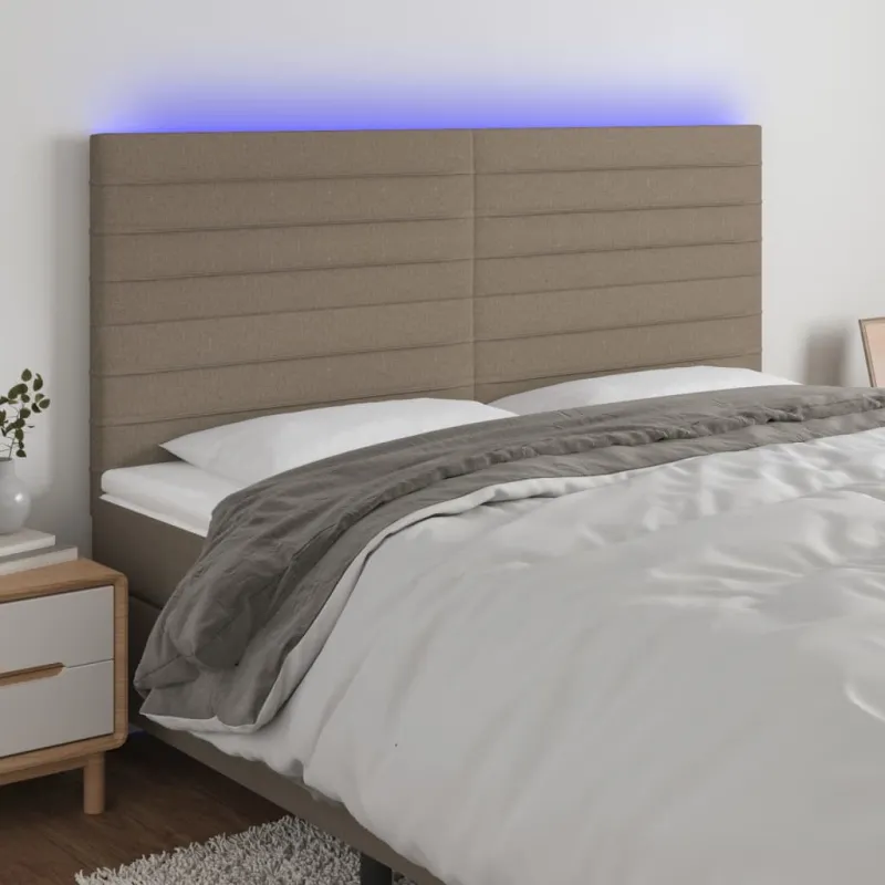 Galvūgalis su LED, taupe spalvos, 160x5x118/128cm, audinys