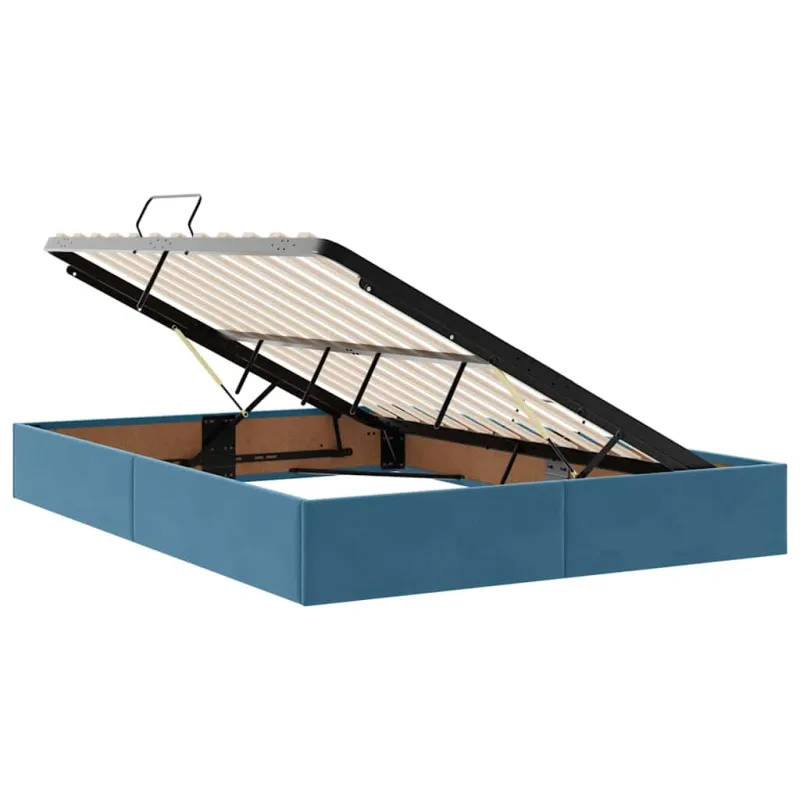 LED saugojimo lova su čiužiniu Tamsiai mėlyna 140 x 190 cm