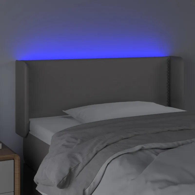 Galvūgalis su LED, pilkos spalvos, 103x16x78/88cm, dirbtinė oda