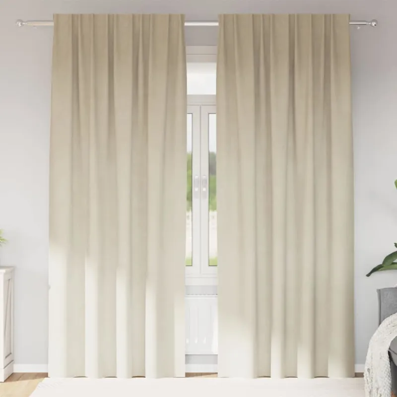 Užtemdymo užuolaidos 2 pcs Kreminė 140 x 225 cm Aksomas