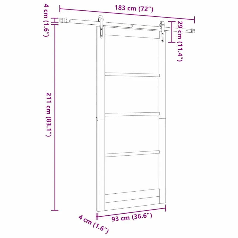 Slankios durys Balta 93 x 211 cm