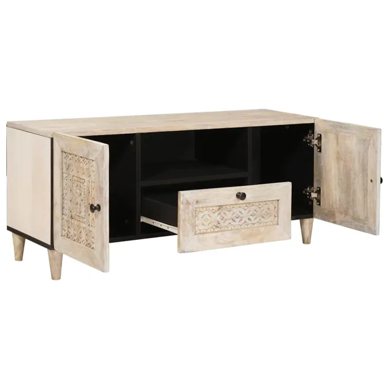 TV vienetai su stalčių Balta 105 x 33 x 46 cm Apdirbta mediena