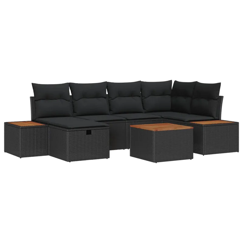 Sodo Sofų Rinkinys 7 pcs Juoda 55 x 62 x 69 cm Poli ratanas