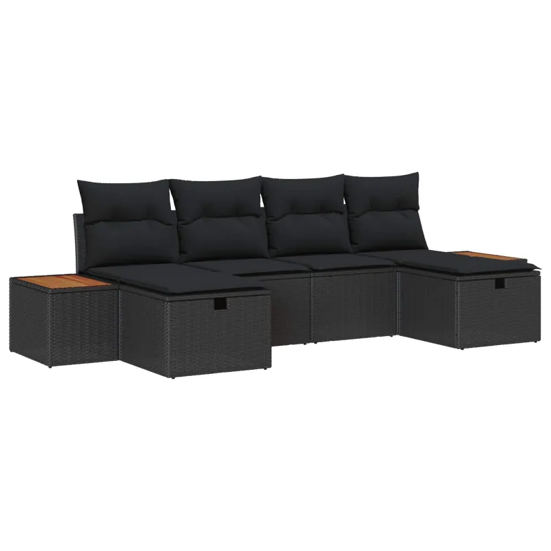 Sodo Sofų Rinkinys 6 pcs Juoda 55 x 62 x 69 cm Poli ratanas