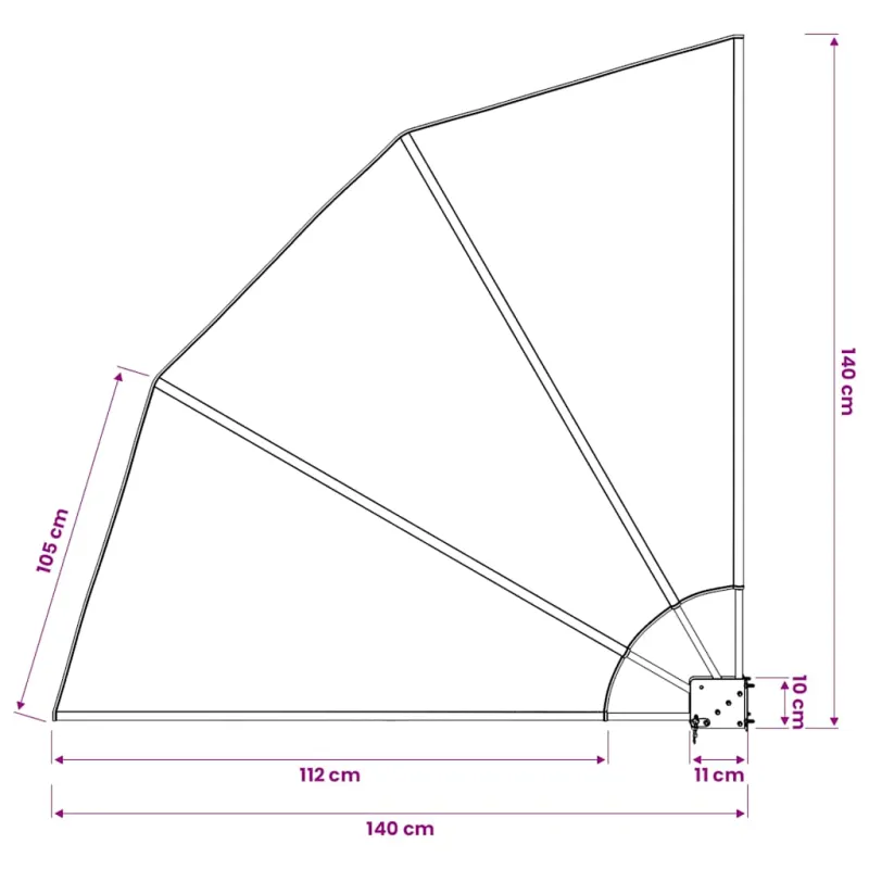 Sulankstoma šoninė balkono markizė, terakotos, 140x140cm